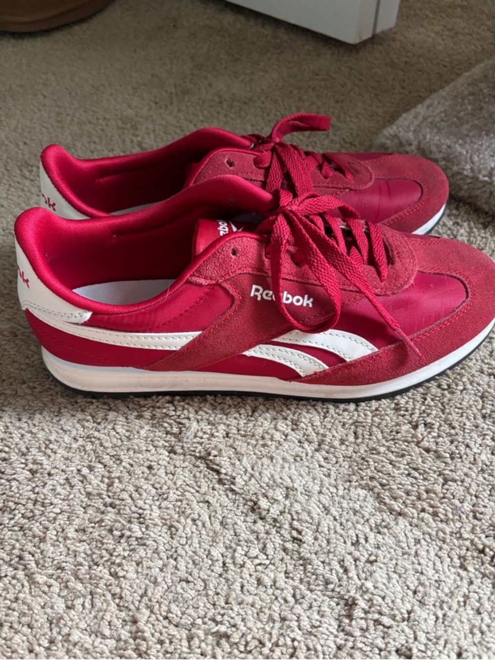 Reebok Women's Red and White Retro Runner Sneakers